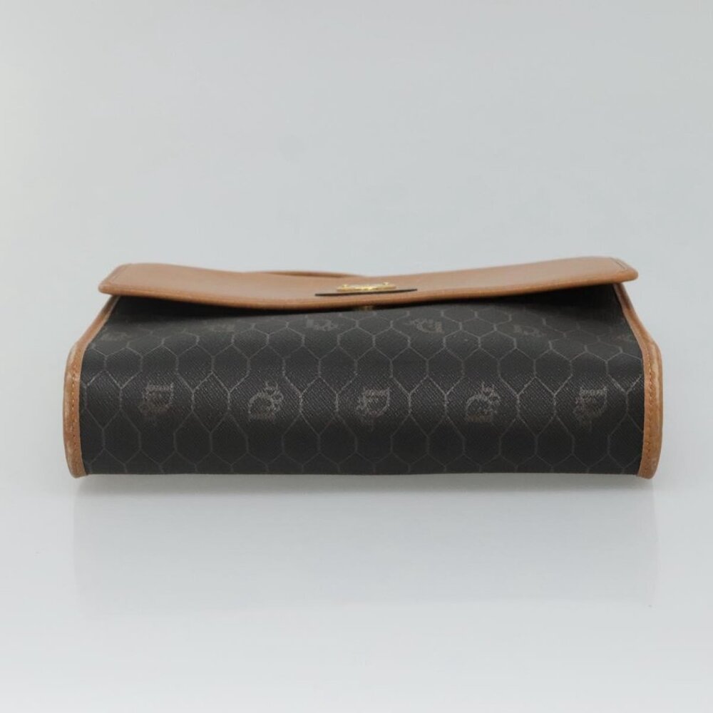 Christian Dior Honeycomb Canvas Shoulder Bag PVC Black Gold Auth BA558 - Picture 6 of 16